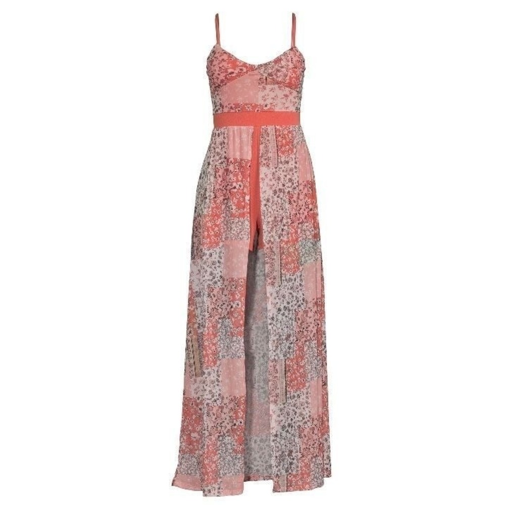 No Boundaries Junior's NWT Walk Through Maxi Dress Coral Blossom Medium 7-9